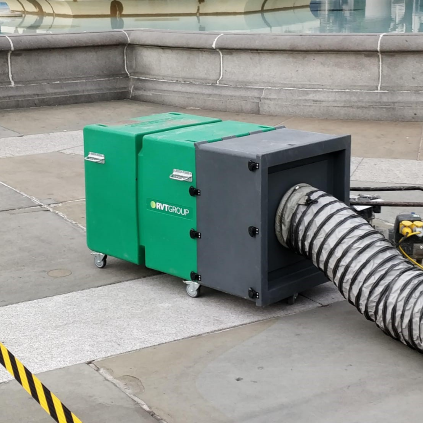 Dustex DustMaster Pro with ducting in use, extracting dust on a central London project