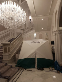 Dustex Pop-up tent in town house during marble floor work