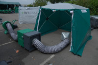 Dustex pop-up tent and dust extraction set up for demonstration