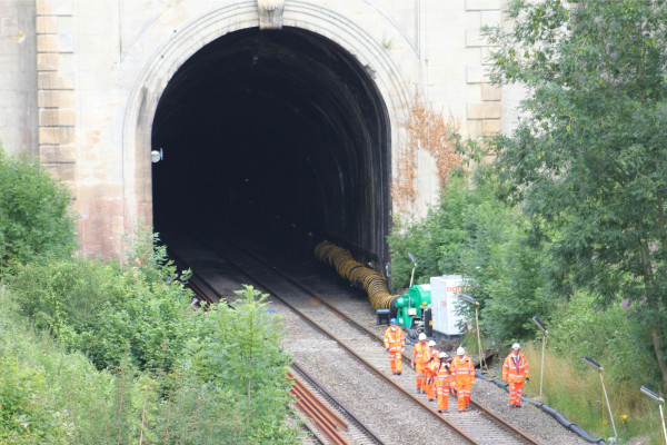 Rail workers and ventilation at Box Tunnel